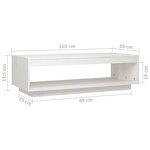 vidaXL Table basse blanc 110x50x33 5 cm bois de pin massif