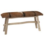 vidaXL Banc Cuir véritable Teck