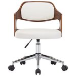 vidaXL Chaise pivotante de bureau Blanc Bois courbé et similicuir