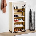 vidaXL Armoire à chaussures avec housse Crème 58x28x106 cm Tissu