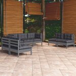 vidaXL Salon de jardin 7 Pièces avec coussins bois de pin massif