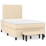 vidaXL Sommier à lattes de lit avec matelas crème 120x190 cm tissu