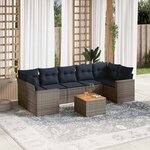 vidaXL Salon de jardin 8 Pièces avec coussins gris résine tressée