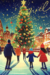 61-5845 Carte Joyeux Noël avec enveloppe blanche 12x17 5cm