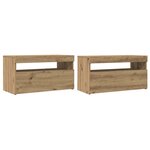 vidaXL Meuble TV avec lumières LED chêne artisanal bois d'ingénierie