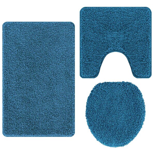 vidaXL Ensemble de tapis de bain antidérapants 3 Pièces Bleu PP