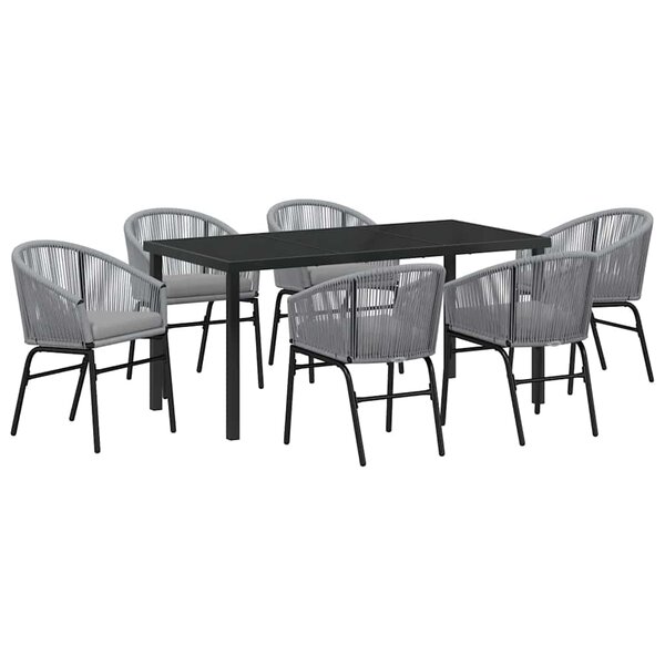 vidaXL Ensemble de salle à manger pour jardin 7 Pièces Gris Poly rotin