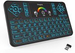 Ovegna Q9 : Mini Clavier sans Fil QWERTZ (Allemand), Wireless 2.4Ghz, Touchpad, Batterie Rechargeable, Rétro-éclairée RVB, pour Smart TV, PC, Mac, Raspberry PI 3/4, Consoles, Laptop et Android Box