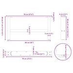 vidaXL Pieds de table basse Blanc 2 pièces 70 x (30-31) cm Acier