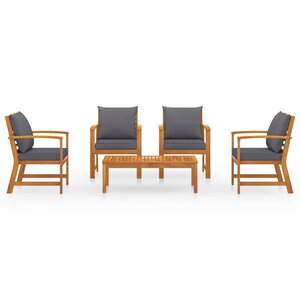 Salon de jardin meuble d'extérieur ensemble de mobilier 5 pièces avec coussin bois d'acacia solide 02_0016287