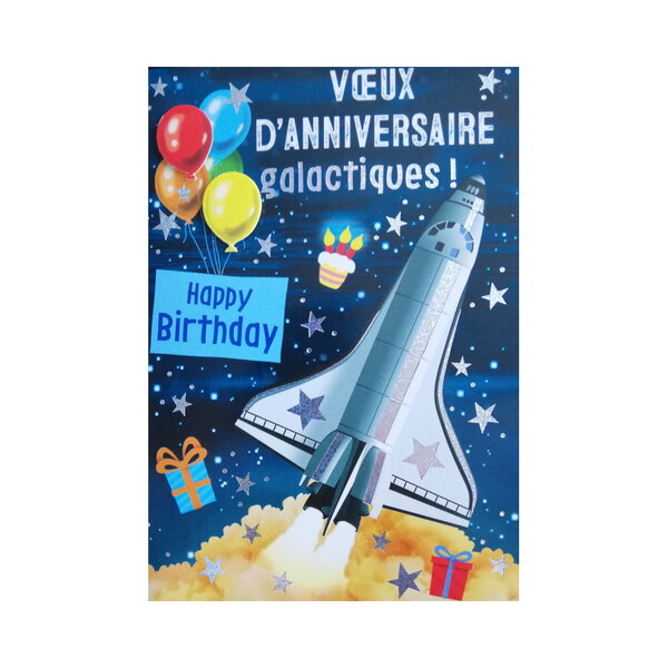 Carte de voeux enfant - anniversaire - espace galaxie