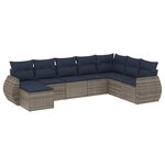 vidaXL Salon de jardin 8 Pièces avec coussins gris résine tressée