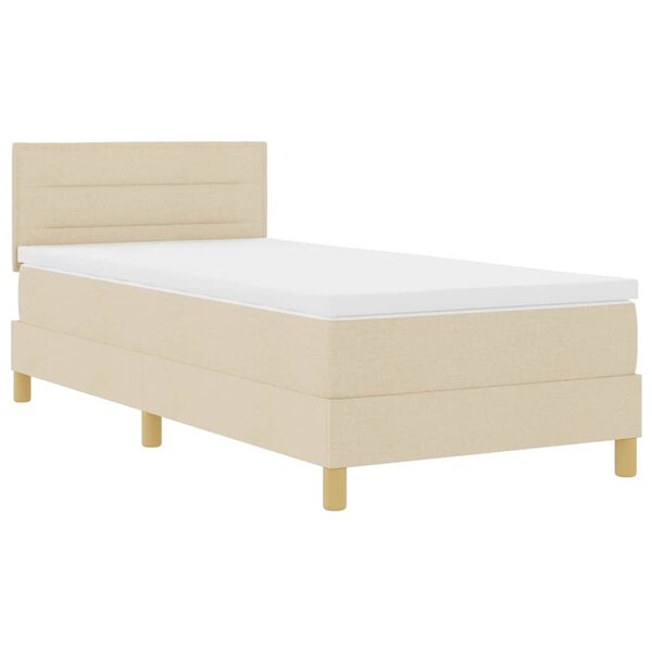 vidaXL Lit à ressort LED avec matelas Crème 100 x 200 cm tissu