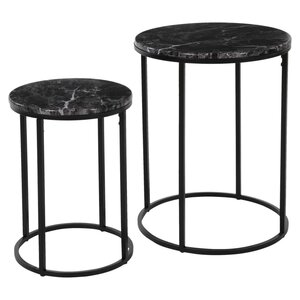 H&S Collection Ensemble de tables d'appoint 2 Pièces noir