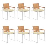 vidaXL Chaises de jardin 6 Pièces avec coussins Bois de teck massif