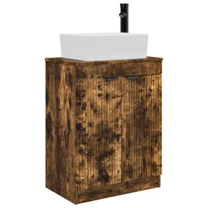 vidaXL Meuble de salle de bain avec évier Chêne fumé 54 x 35 x 83 cm