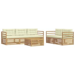 vidaXL Ensemble de canapés d'extérieur 6 pc Blanc et crème