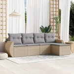 vidaXL Salon de jardin avec coussins 5 Pièces beige résine tressée