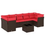 vidaXL Salon de jardin 8 Pièces avec coussins marron résine tressée