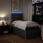 vidaXL Sommier à lattes de lit avec matelas Gris foncé 90x200 cm Tissu