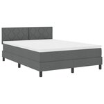 vidaXL Lit à sommier avec matelas Gris foncé 140x190 cm Tissu