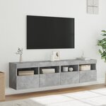 vidaXL Meubles TV muraux et lumières LED 2Pièces gris béton 80x30x40 cm