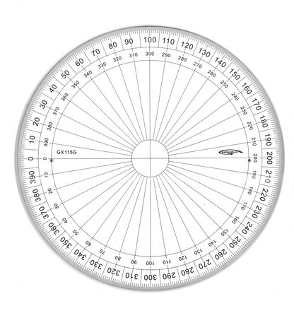 Rapporteur cercle entier grades Ø 15 cm