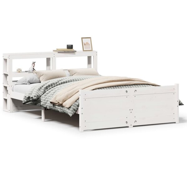 vidaXL Cadre de lit avec tête de lit sans matelas blanc 160x200 cm