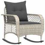 vidaXL Chaise à bascule de jardin avec coussins gris clair poly rotin