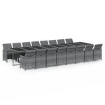 vidaXL Ensemble à manger de jardin 17 Pièces et coussins résine tressée