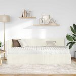 vidaXL Cadre de lit d'angle avec matelas 2 Pièces Crème Velours
