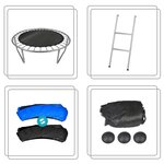 Trampoline extérieur classique 8ft ø244cm avec coussin de protection réversible bleu/noir  echelle et filet de sécurité