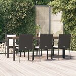 vidaXL Ensemble à dîner de jardin et coussins 7Pièces Noir Résine tressée