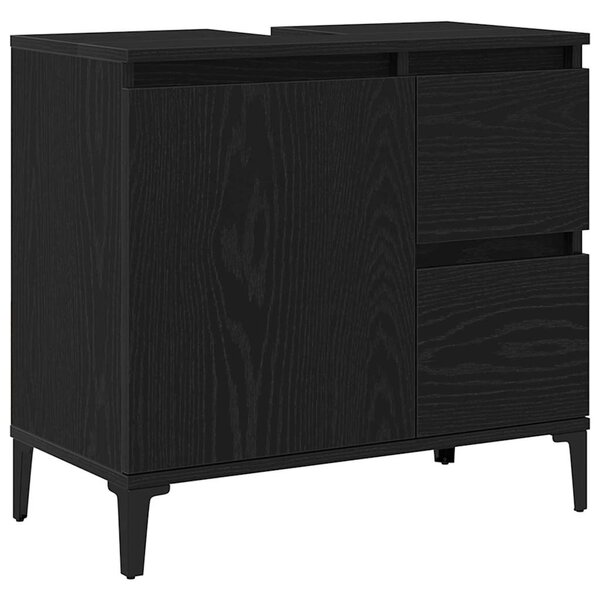vidaXL Cabinet de salle de bain avec tiroir Chêne noir 65 x 33 x 60 cm