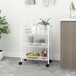 vidaXL Chariot de cuisine à 3 niveaux Blanc 46x26x64 cm Fer