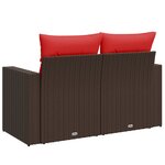 vidaXL Canapé de jardin avec coussins 2 places en résine tressée marron