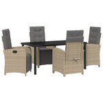 vidaXL Ensemble de jardin 5 pièces avec coussins beiges en poly rattan