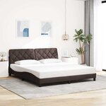 vidaXL Cadre de lit avec LED sans matelas marron foncé 180x200cm tissu