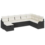 Set de Canapés de Jardin 8 Pièces avec Coussins Noir Poly Rotin