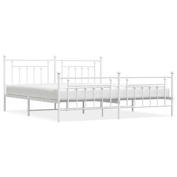 vidaXL Cadre de lit métal sans matelas et pied de lit blanc 200x200 cm