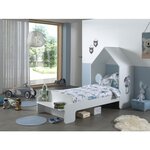 CASAMI Lit cabane 200x90 cm + Armoire 1 porte Gris