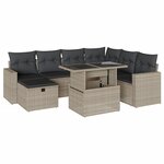 vidaXL Salon de jardin 8 Pièces avec coussins gris clair résine tressée