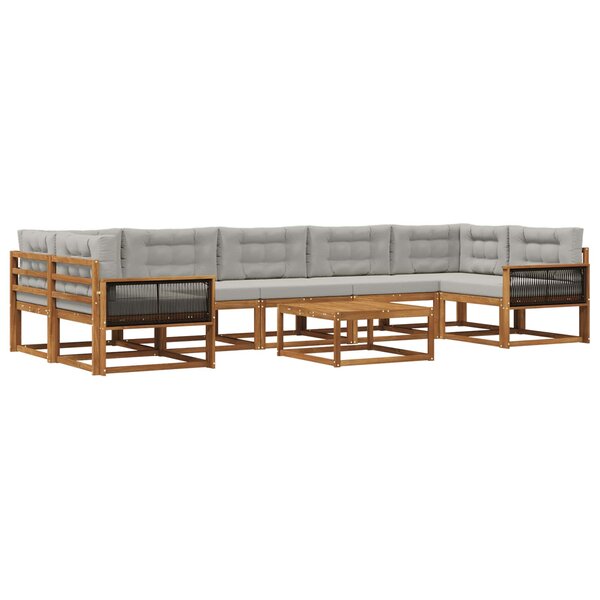 vidaXL Ensemble de canapés d'extérieur 8 Pièces Naturel et Gris clair