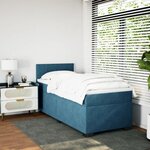 vidaXL Sommier à lattes de lit avec matelas bleu 90x190 cm velours