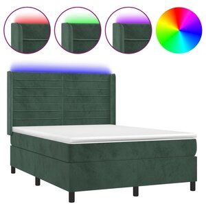 vidaXL Sommier à lattes de lit matelas et LED Vert foncé 140x200 cm