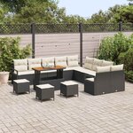 vidaXL Ensemble de canapé de jardin 14 Pièces Noir Poly rotin