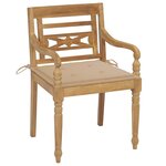 vidaXL Chaises Batavia avec coussins 6 Pièces Bois de teck solide