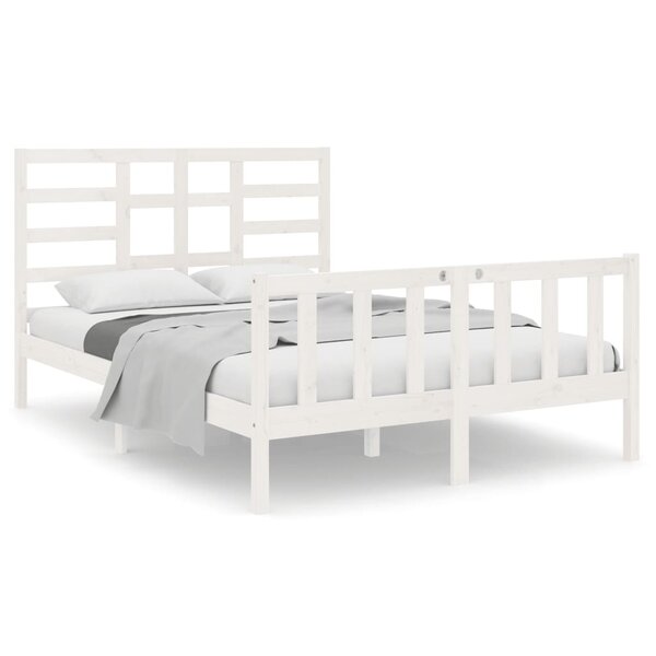vidaXL Cadre de lit Blanc Bois massif 140x190 cm