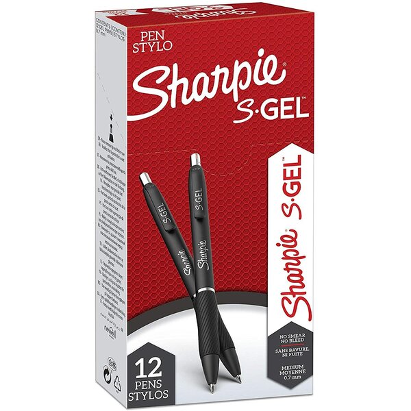 Lot de 12 stylos encre gel S-GEL  0 7 mm  noir SHARPIE