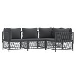 Salon de jardin meuble d'extérieur ensemble de mobilier avec coussins 4 pièces anthracite acier 02_0018292